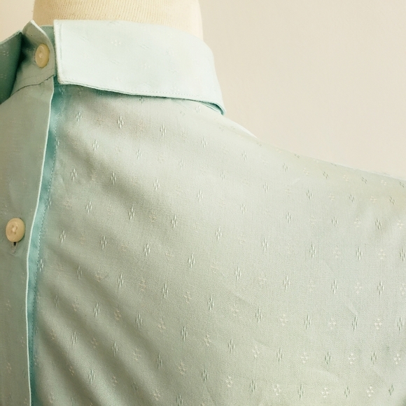 Spring Vintage Allen Solly Dress Shirt Pastel Blue Button Down Back / Size 4 - Picture 3 of 5